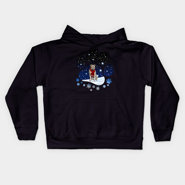 Snow Paw Pitbull Christmas Winter Holiday Kids Hoodie by TATTOO project